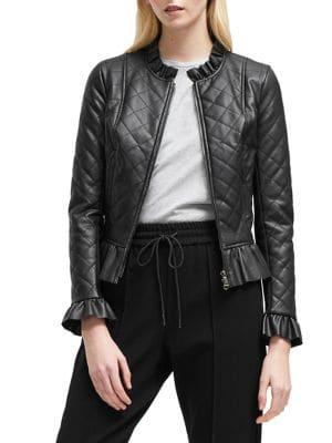 French Connection Quilted Pleated Jacket