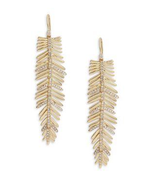 Lauren Ralph Lauren Crystal Feather Drop Earrings