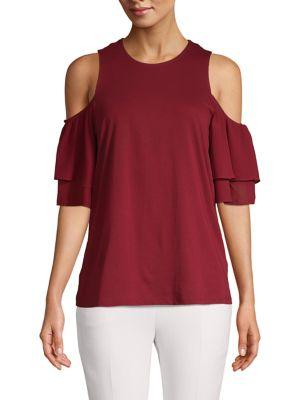 Michael Michael Kors Cold-shoulder Cotton-blend Top