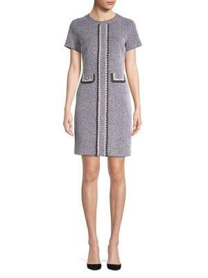 Karl Lagerfeld Paris Tweed Faux Button Knee-length Dress