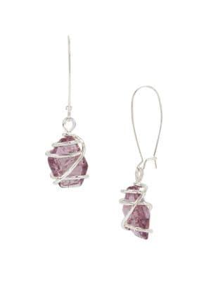 Robert Lee Morris Soho Silverplated Caged Amethyst Stone Drop Earrings