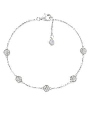 Crislu Sugar Drops Geometric Pave Crystal, Sterling Silver And Platinum Bracelet