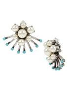 Miriam Haskell Faux Pearl Cluster Deco Spray Clip-on Earrings