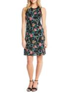 Karen Kane Embroidered Mesh Halter Dress