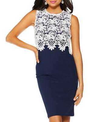 Quiz Crochet Overlay Dress