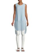 H Halston Crepe Sheer Overlay Tunic With Jersey Tank