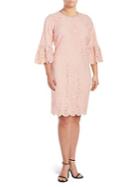 Calvin Klein Plus Laser-cut Bell-sleeve Sheath Dress