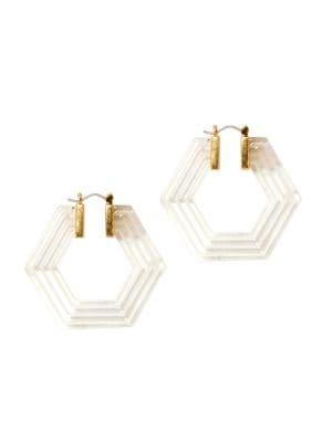 Sole Society Goldtone And Resin Hexagon Hoop Earrings