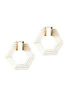 Sole Society Goldtone And Resin Hexagon Hoop Earrings