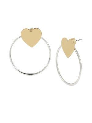 Bcbgeneration Starry Night Two-tone Heart & Circle Front Back Earrings