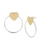 Bcbgeneration Starry Night Two-tone Heart & Circle Front Back Earrings