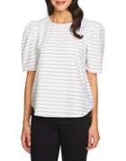 1.state Pinstripe Puff-sleeve Top