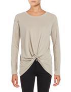 Design Lab Lord & Taylor Knotted Ribbed Top