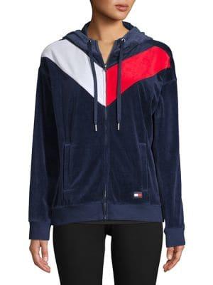 Tommy Hilfiger Performance Velour Zip Front Sweater