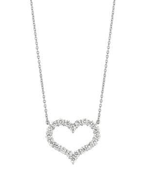 Morris & David 14k White Gold & Diamond Heart Pendant Necklace - 2 Tcw