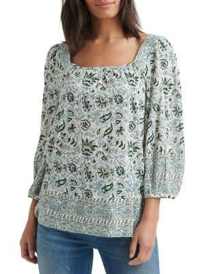 Lucky Brand Border Print Top