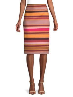 Lord & Taylor Striped Stretch-cotton Midi Pencil Skirt