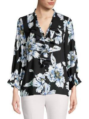 Karl Lagerfeld Paris Ruffle Floral Blouse