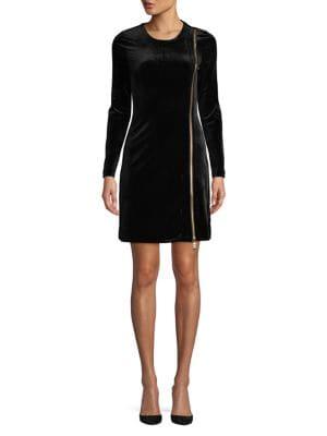 French Connection Zella Aurore Velvet Zippered Dress