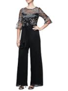 Alex Evenings Embroidered Bell-sleeve Jumpsuit