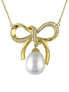 Sonatina Freshwater Cultured Pearl, Diamond Bow And 14k Yellow Gold Necklace
