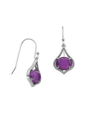 Lord & Taylor Amethyst & Sterling Silver Faceted Dangle & Drop Earrings