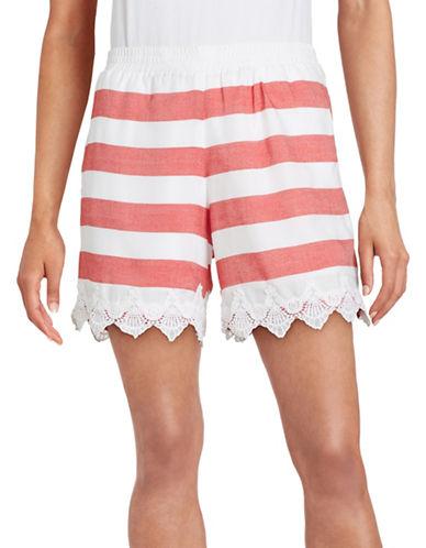 Kensie Lace-trimmed Striped Shorts