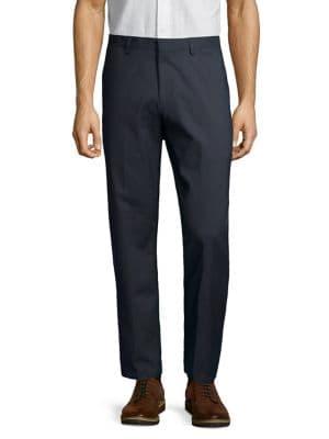 En Thread Flat-front Cotton-blend Dress Pants