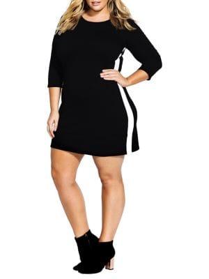 City Chic Plus Varisty Striped Tunic Dress
