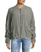Free People Ruched Long Sleeve Bomber