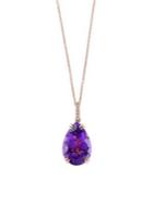 Effy Viola Diamond, Amethyst And 14k Rose Gold Pendant Necklace