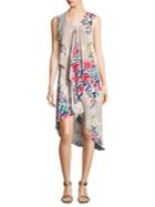 Adrianna Papell Printed Asymmetric Shirt Dress