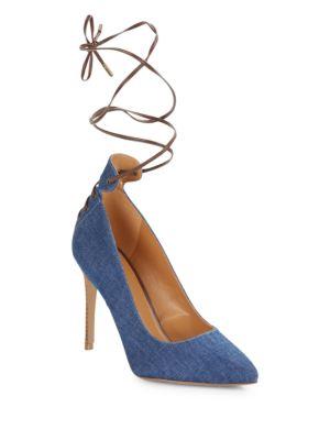 Nine West Ebba Denim Ankle-wrap Pumps