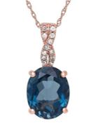 Lord & Taylor Diamond, London Blue Topaz And 14k Rose Gold Pendant Necklace