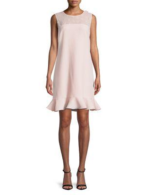 Karl Lagerfeld Paris Lace Yoke Ruffle Hem Shift Dress