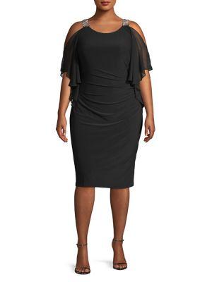 Xscape Plus Ruffle Trim Column Gown