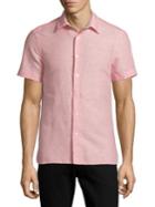 Perry Ellis Short Sleeve Linen-blend Button-down