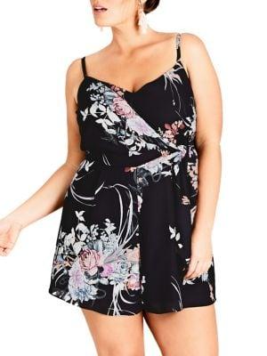 City Chic Plus Flourish Floral Playsuit