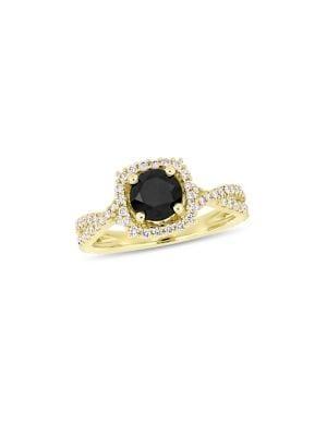 Sonatina 14k Yellow Gold, Black And White Diamond Halo Infinity Engagement Ring