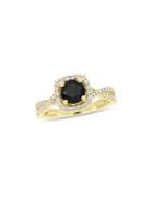 Sonatina 14k Yellow Gold, Black And White Diamond Halo Infinity Engagement Ring