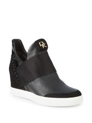 Donna Karan Cailin Embellished Paneled High-top Sneakers