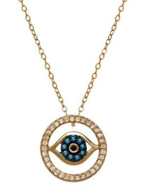 Lord & Taylor 14k Gold 0.13 Tcw Diamond Evil Eye Necklace