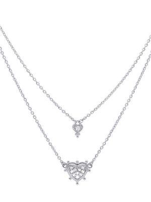 Ripka La Petite White Topaz Double Chain Heart Necklace