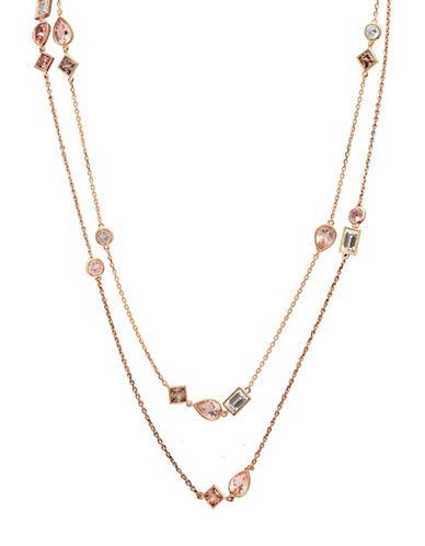 Crislu Blush Cubic Zirconia, 18k Rose Gold & Sterling Silver Double-layer Necklace