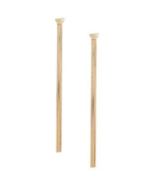 H Halston Goldtone Half Moon Chain Fringe Earrings