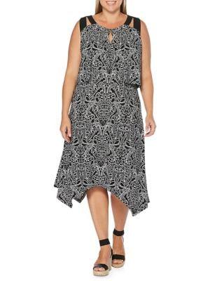 Rafaella Plus Printed Pop-over A-line Dress