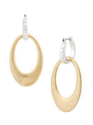 Lucky Brand April Chase Two-tone Hoop Earrings