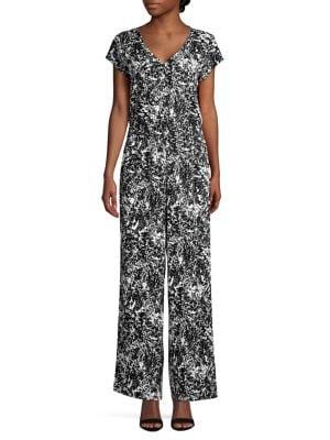 H Halston Printed V-neck Jumpsuit