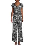 H Halston Printed V-neck Jumpsuit