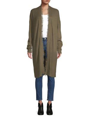 Lord & Taylor Petite Fringe Trimmed Cardigan